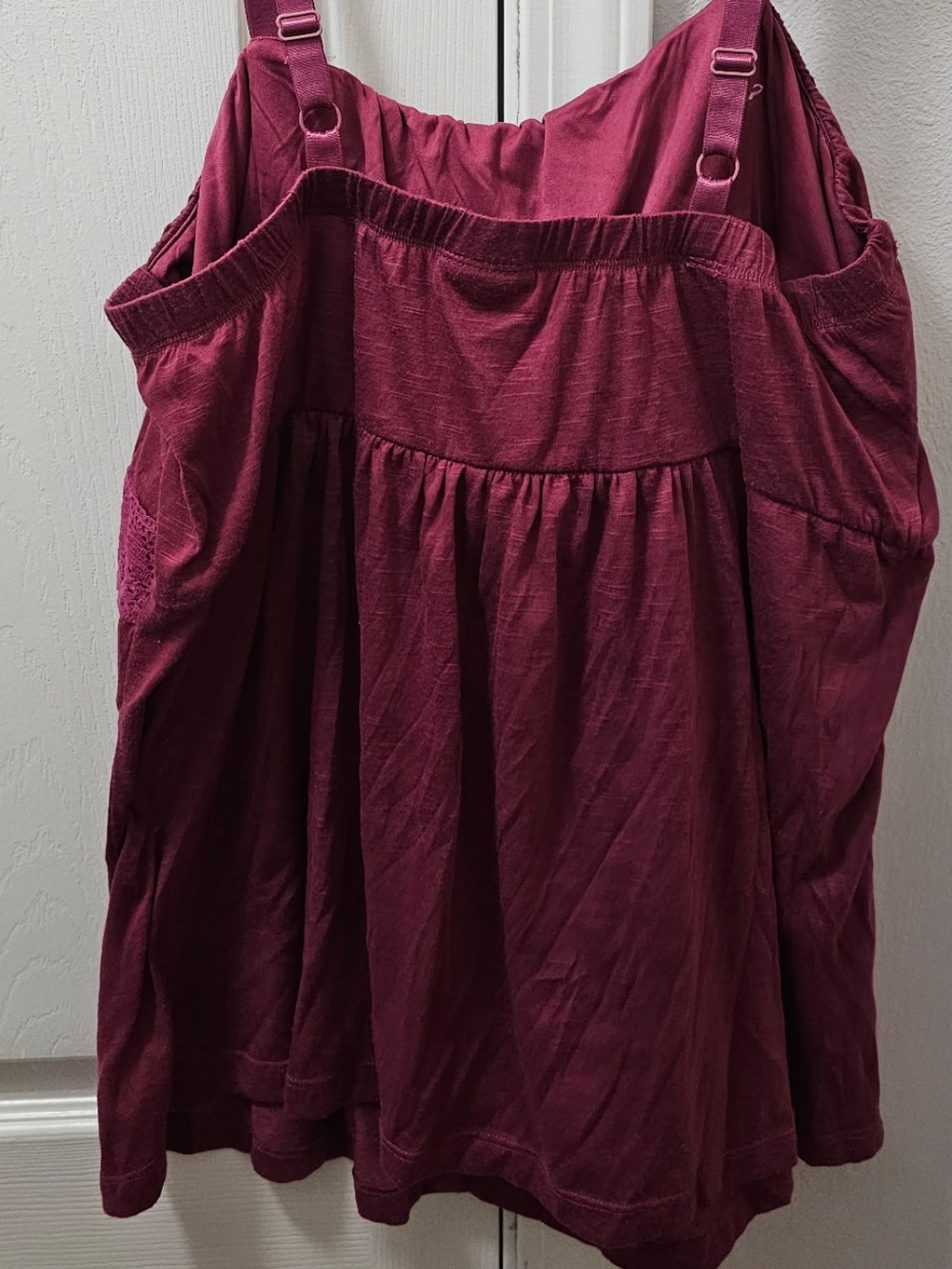 torrid Wine-Raspberry Elastic Neckline Peasant Top